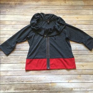 Cowl neck zipper down sweatshirt